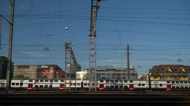 Summer Day Zurich City Railway Station Industrial Panorama Switzerland — Stock Video