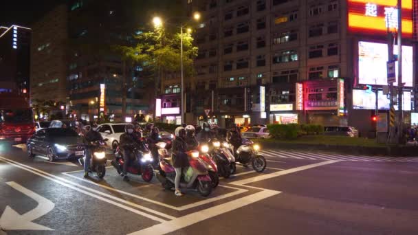 Taipei Taiwan Januar 2018 Nächtliches Taipei City Traffic Street Road — Stockvideo