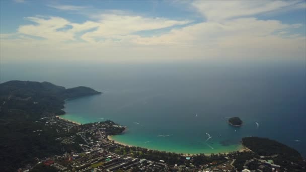 Dag Tid Phuket Kust Berömda Cape Antenn Ner Visa Thailand — Stockvideo