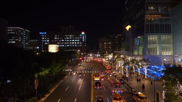 Taipei Taiwan Januar 2018 Nachts Taipei Stadtverkehr Straßenpanorama Circa Januar — Stockvideo