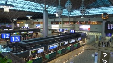 Taipei, Tayvan - 22 Ocak 2018: panorama 4 k timelapse 22 Ocak 2018 yaklaşık yürüme Belediye Havaalanı duty free Binası taipei, Tayvan.