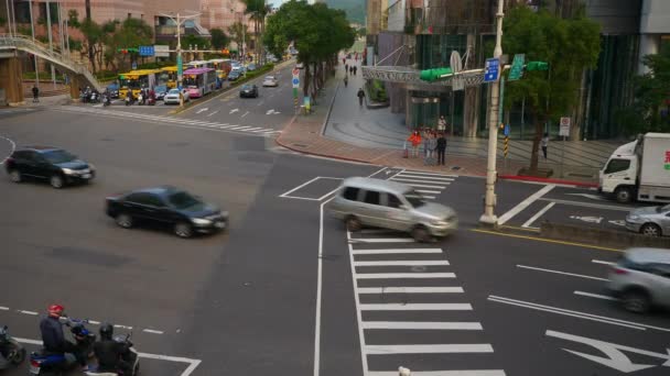 2018 晴れた日台北市交通街路道路ジャンクション パノラマ 2018 日頃台北 — ストック動画