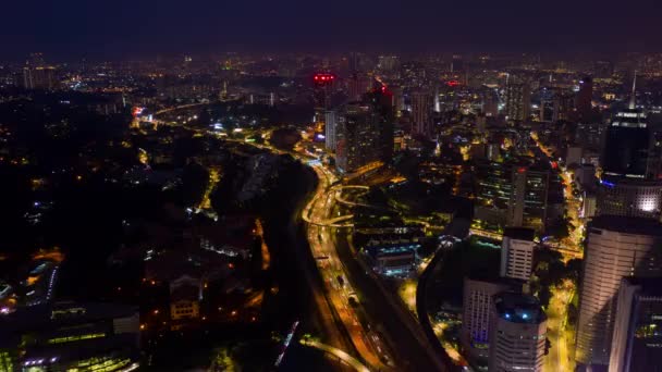 Kuala Lumpur Malaysien September 2018 Nächtliches Beleuchtetes Kuala Lumpur Stadtmitte — Stockvideo