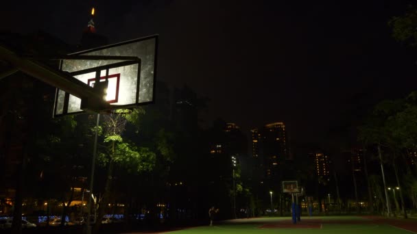 Noc Taipei Centrum Města Bydlení Blok Sportovní Hřiště Panorama Tchaj — Stock video