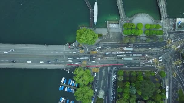 Nap Idő Zürich Város Híres Forgalom Utcáin Bay Légi Svájc — Stock videók