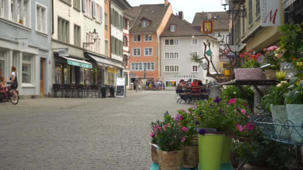 Dzień Czas Winterthur City Słynnego Deptaku Powolny Ruch Szwajcaria Panorama — Wideo stockowe