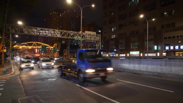 Тайпэй Тайвань Января 2018 Года Ночное Время Тайбэй Улица Дорожного — стоковое видео