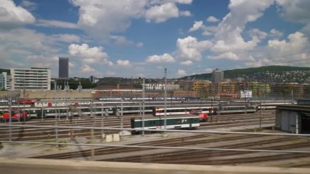 Zurich chemin de fer au temps neigeux — Video