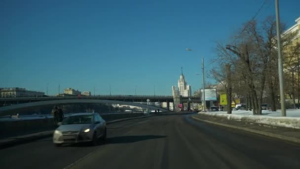 Εναέρια Δρόμου Κυκλοφορίας Ώρα Ημέρα Μόσχα Ρωσία Πανόραμα — Αρχείο Βίντεο
