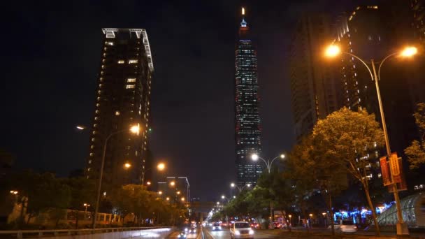 Taipei Taiwan Januari 2018 Natt Tid Taipei City Trafik Gatan — Stockvideo