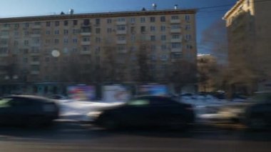 Moskova gün zaman trafik yol hava panorama 4k Rusya