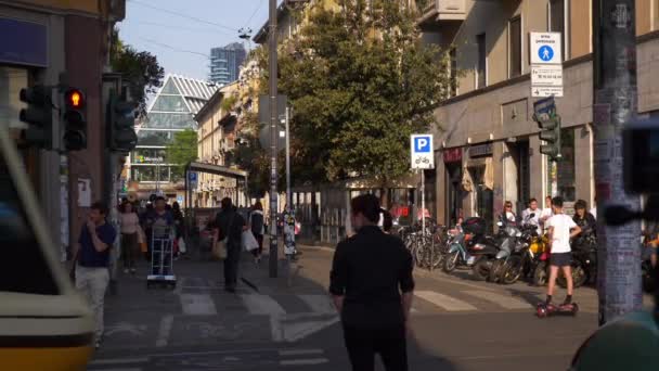 Milan Italië Mei 2018 Dag Tijd Milaan Stad Verkeer Straat — Stockvideo