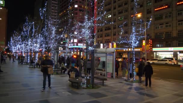 Taipei Taiwan Janvier 2018 Nuit Taipei Ville Circulation Rue Carrefour — Video