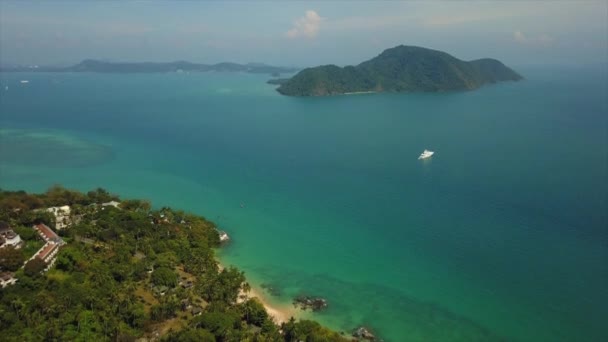 Dzień Czas Phuket Island Wybrzeża Sławnego Przylądka Antenowe Dół Tajlandia — Wideo stockowe