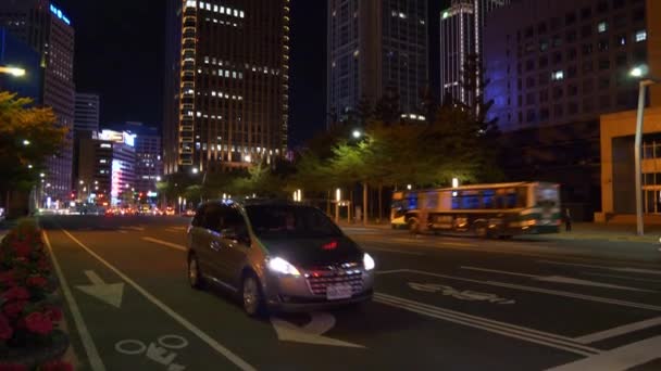 Taipei Taiwan January 2018 Night Time Taipei City Road Junction — Stok Video