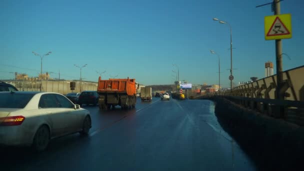 Moskau Tagsüber Verkehr Straße Antenne Panorama Russland — Stockvideo