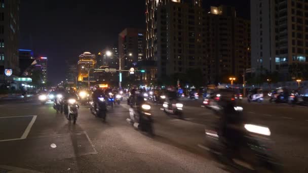Tajpej Tajwan Stycznia 2018 Noc Czas Taipei City Ruchu Drogowego — Wideo stockowe