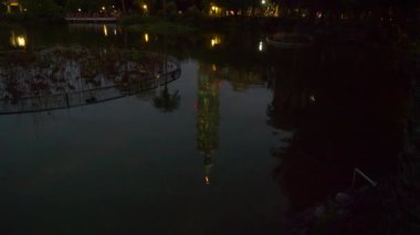 Taipei, Tayvan - 22 Ocak 2018: gece saat taipei cityscape ünlü kulesi hava panorama 4k 22 Ocak 2018 yaklaşık taipei, Tayvan.