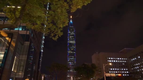 Taipei Tchaj Wan Ledna 2018 Noční Době Taipei Panoráma Slavnou — Stock video