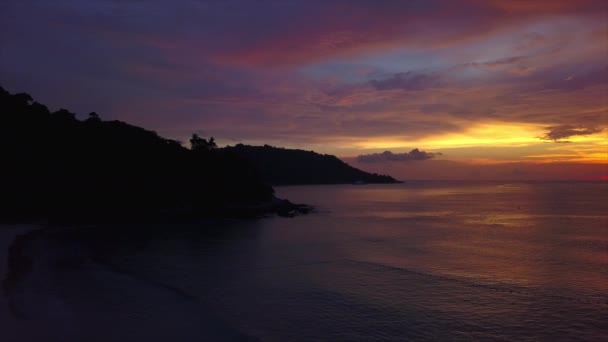 Phuket Île Coucher Soleil Ciel Plage Aérienne Panorama Thailand — Video