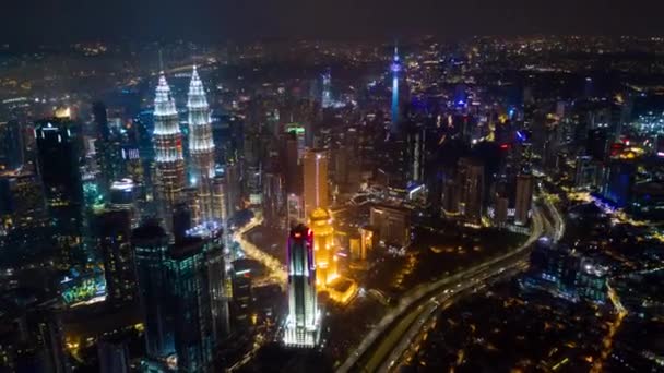 Kuala Lumpur Maleisië September 2018 Nacht Verlicht Kuala Lumpur Stad — Stockvideo