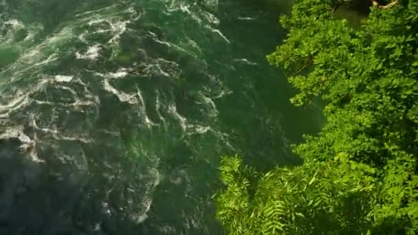 Solig Dag Berömda Reinfall Vattenfall Panorama Schweiz — Stockvideo