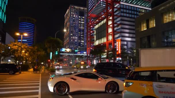 Taipei Tayvan Ocak 2018 Gece Saat Taipei Şehir Trafik Sokak — Stok video