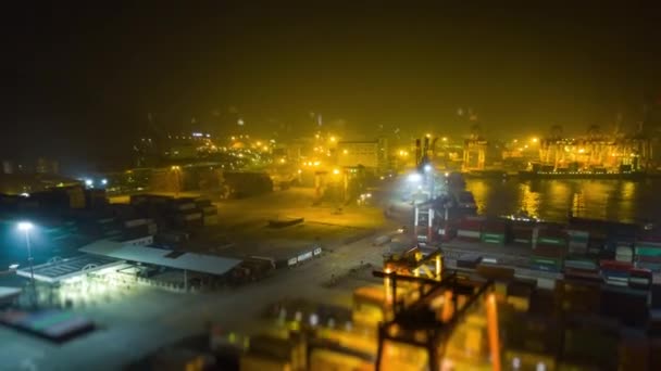 Νύχτα Φωτίζεται Shenzhen Πόλη Φημισμένο Λιμάνι Εναέρια Πανόραμα Timelapse Κίνας — Αρχείο Βίντεο