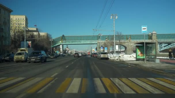 Εναέρια Δρόμου Κυκλοφορίας Ώρα Ημέρα Μόσχα Ρωσία Πανόραμα — Αρχείο Βίντεο