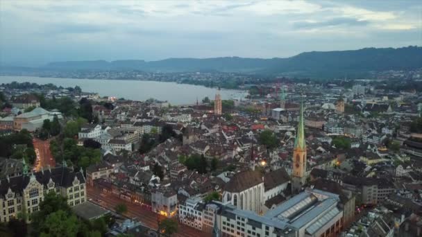 Sunny Zurich Ciudad Paisaje Aéreo Panorama Switzerlandnd — Vídeos de Stock