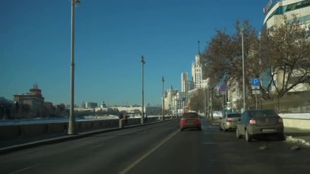 莫斯科白天交通道路空中全景4K 俄罗斯 — 图库视频影像