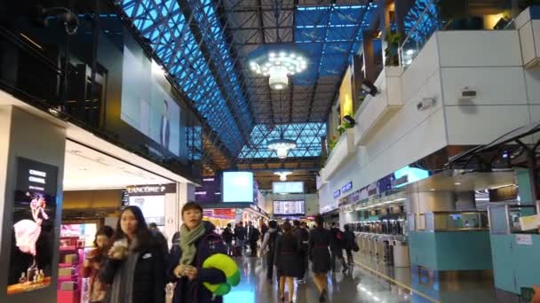 Taipei Taiwan Januari 2018 Luchthaven Belastingvrije Stadhuis Wandelen Panorama Timelapse — Stockvideo