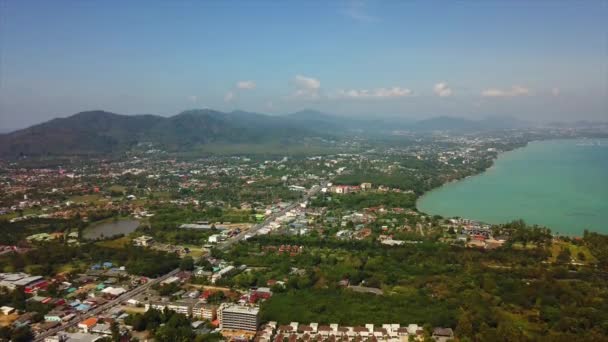 Güneşli Bir Gün Phuket Adası Şehir Rooftops Hava Panorama Tayland — Stok video