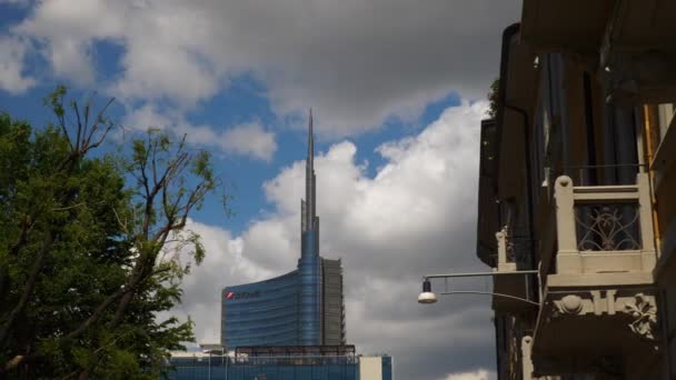 Milán Italia Mayo 2018 Ciudad Día Soleado Famosos Edificios Vista — Vídeo de stock