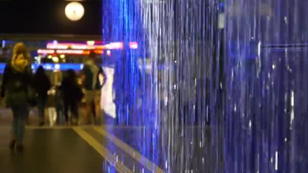 Zurich Stad Railway Station Metro Vierkante Fontein Slowmotion Panorama Zwitserland — Stockvideo