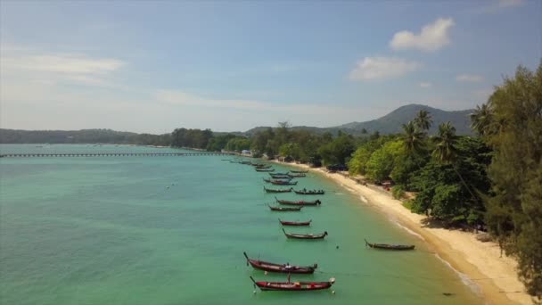 Phuket Tailandia Enero 2018 Isla Soleado Día Famoso Muelle Playa — Vídeos de Stock