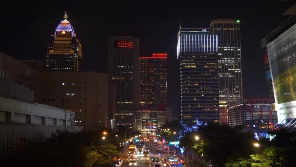 Taipei Taiwan Enero 2018 Noche Taipei Ciudad Tráfico Calle Cruce — Vídeos de Stock