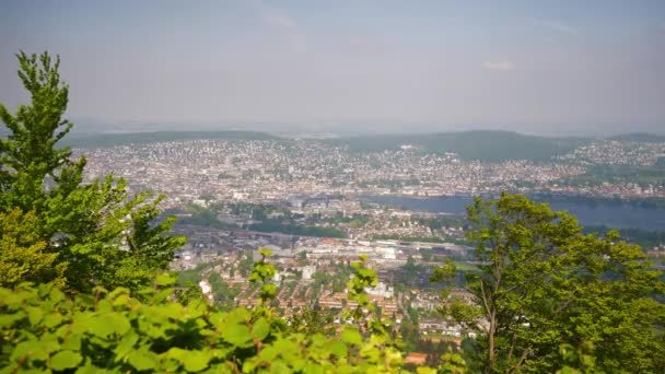 Ελβετία Uetliberg Κορυφαία Ζυρίχη Cityscape Πανόραμα Ηλιόλουστη Μέρα — Αρχείο Βίντεο