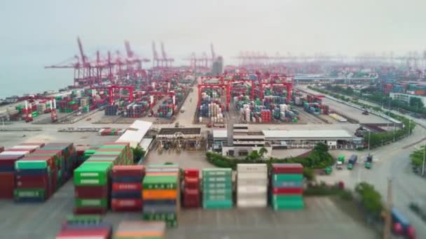 Jour Illuminé Ville Shenzhen Célèbre Port Panorama Aérien Timelapse Chine — Video