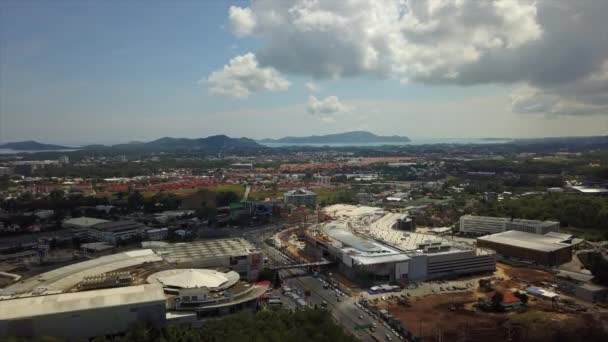 Dia Ensolarado Phuket Ilha Cidade Telhados Aéreo Panorama Tailândia — Vídeo de Stock