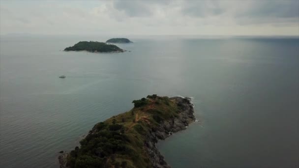 Día Tiempo Phuket Isla Costa Famoso Cabo Antena Abajo Vista — Vídeo de stock
