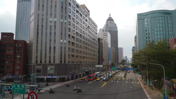 Taipei Taiwan January 2018 Sunny Day Taipei City Traffic Street — Stock Video