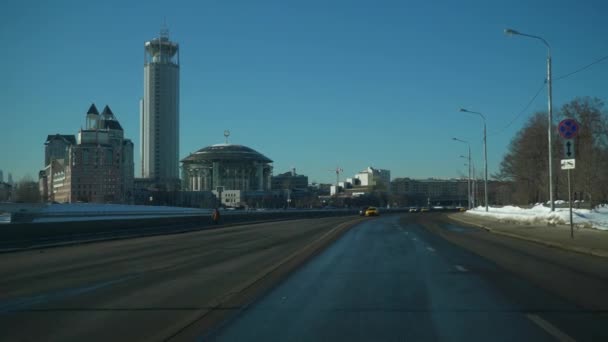 Moskau Tagsüber Verkehr Straße Antenne Panorama Russland — Stockvideo