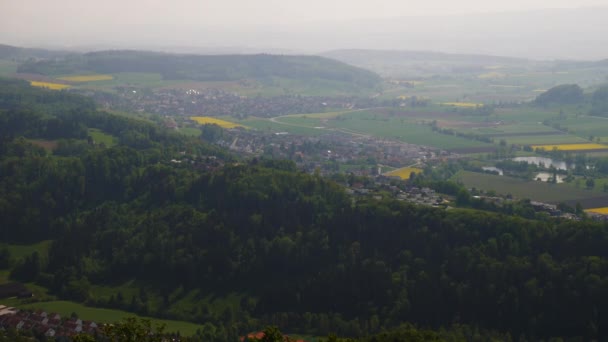 Ελβετία Ημέρα Ώρα Uetliberg Κορυφαία Τοπίο Πανόραμα — Αρχείο Βίντεο