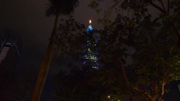 Taipei Tchaj Wan Ledna 2018 Noční Době Taipei Panoráma Slavnou — Stock video