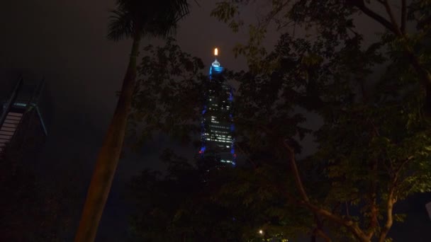 Taipei Taiwan Janvier 2018 Paysage Urbain Taipei Nocturne Célèbre Tour — Video