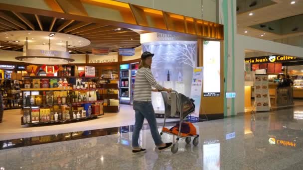 2018 シティ空港免税ホール パノラマ タイムラプス 2018 日頃を歩く台北 — ストック動画