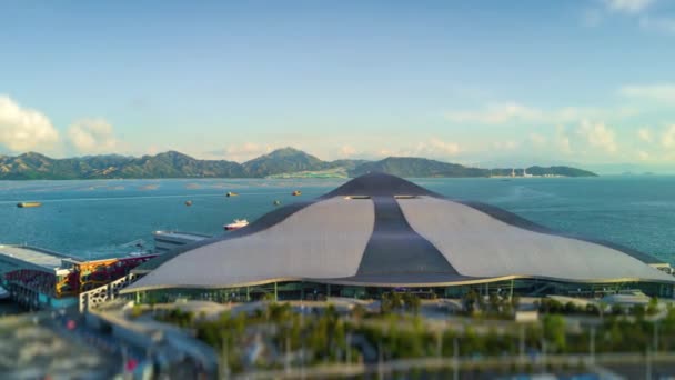 Dia Shkou Shekou Centro Cruzeiro Baía Panorama Aéreo China — Vídeo de Stock