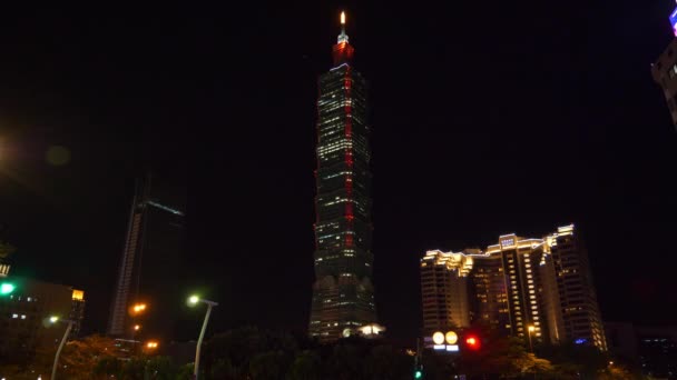 2018 夜時間台北都市景観有名な塔空中パノラマ 2018 日頃台北 — ストック動画