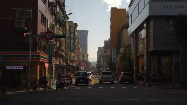 Тайпэй Тайвань Января 2018 Года Солнечный День Тайбэй Улица Дорожного — стоковое видео